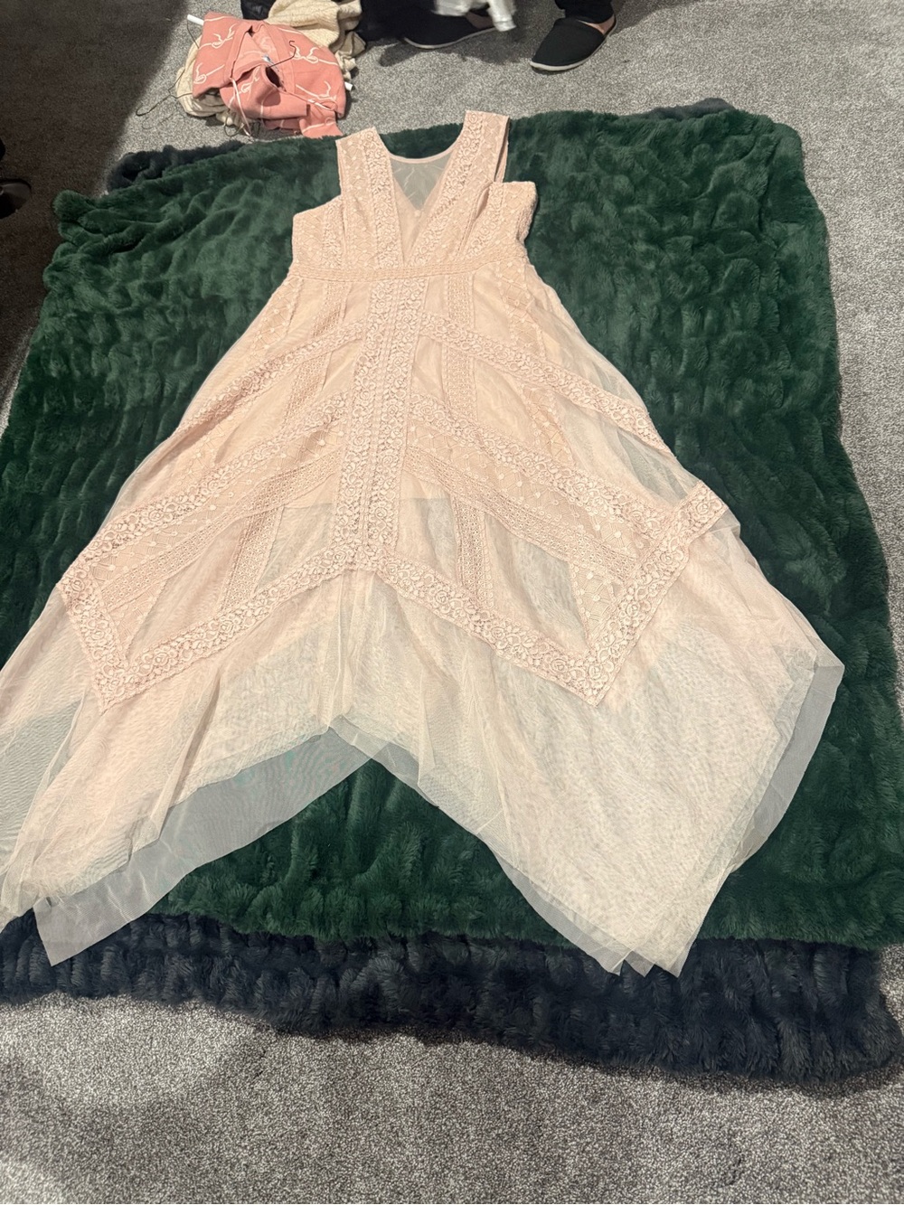 Bcbg blush handkerchief special occasion dress